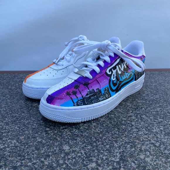 Nike Air Force 1 Triple White DH2920-111 Youth Size 5Y  Shoes Costume Made - Picture 2 of 10